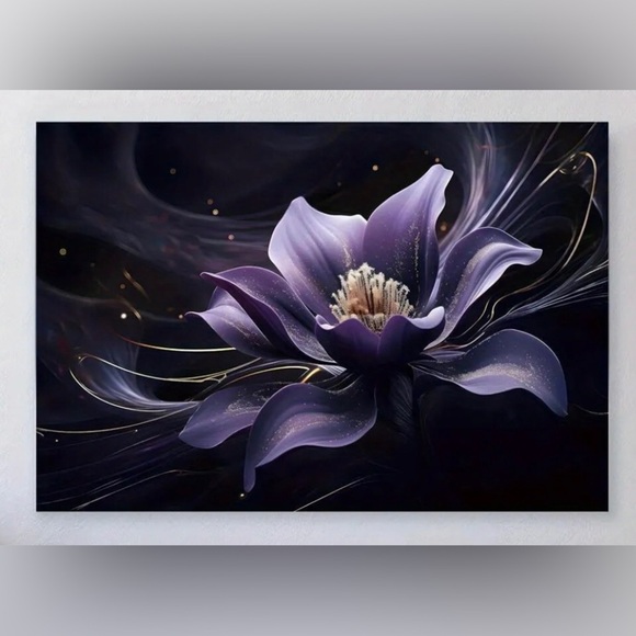 Unframed Canvas Purple Flower Print Modern Wall Art Decor - Picture 1 of 8